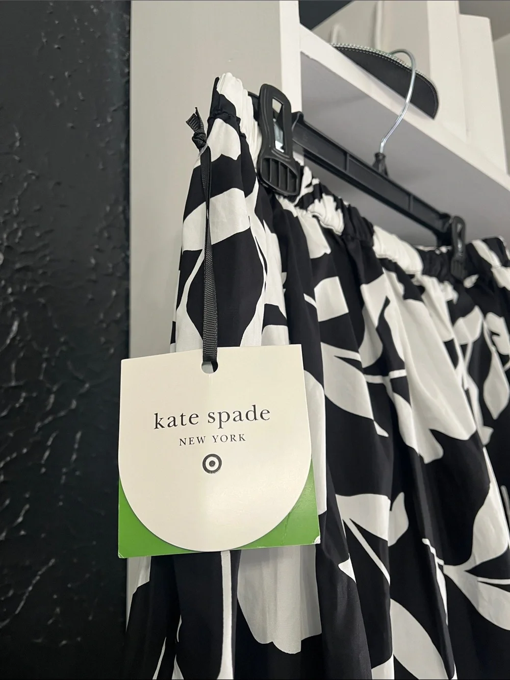 kate spade Black and White Floral A-Line Skirt